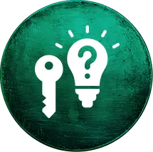 Key and lightbulb icon for secret haunted experiences