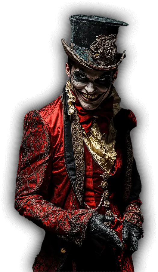Haunted Ringmaster – Scare Actor Feature Haunted ringmaster in velvet coat and top hat
